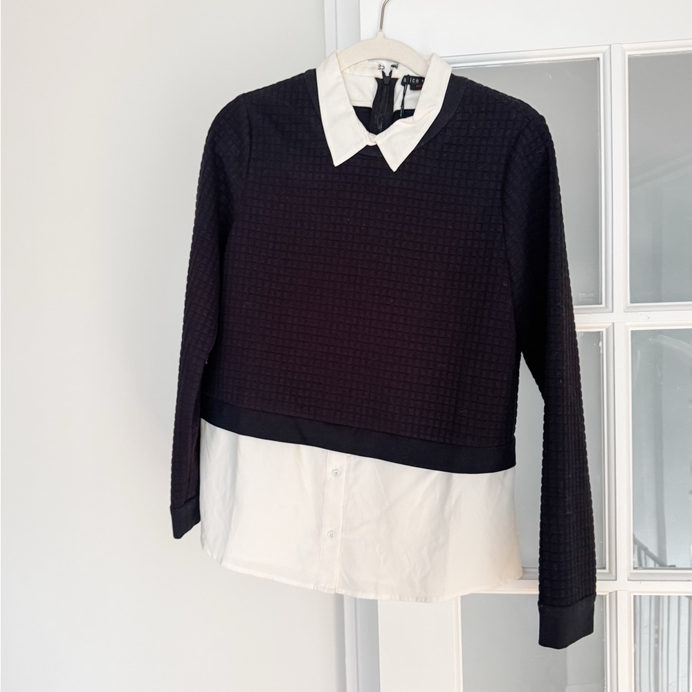 NWT: Alice + Olivia Employed Faux Layered Knit Pullover
